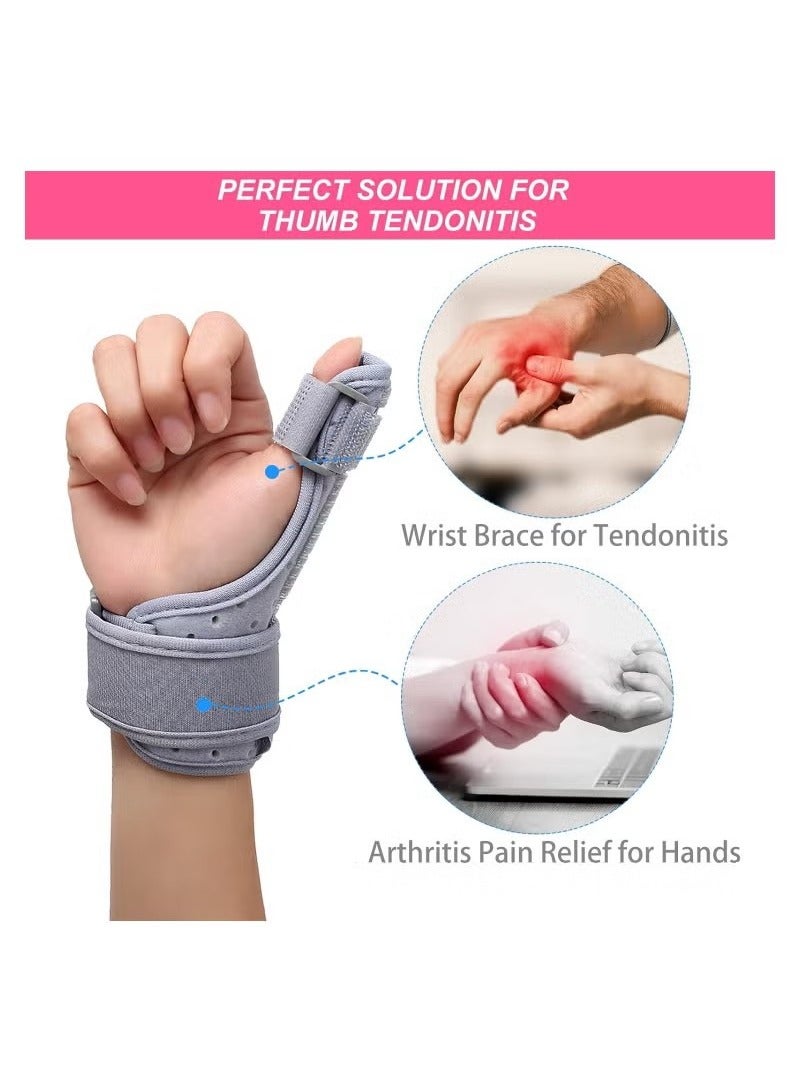 Reversible Thumb and Wrist Brace for Both Hands Comfortable Spica Support Splint for Sprains Arthritis BlackBerry Thumb Lightweight and Breathable Unisex Gray 1 Pack - Image 2