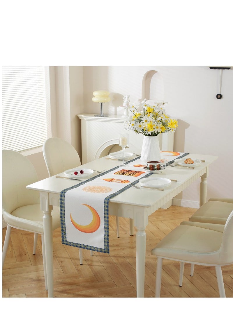 XiuWoo Ramadan Kareem Table Runner Table Decorations - Islamic Ramadan Table Runner - Muslim Eid Mubarak Party Home Kitchen Dining Room Table Dec - Image 1
