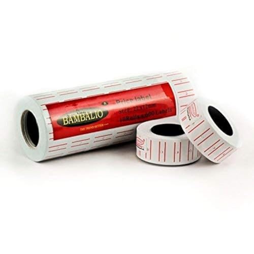 BAMBALIO Price Label ROLL 10 Rolls x 600 Labels Compatible with All Single Line Labeling Machines (White) - Image 1