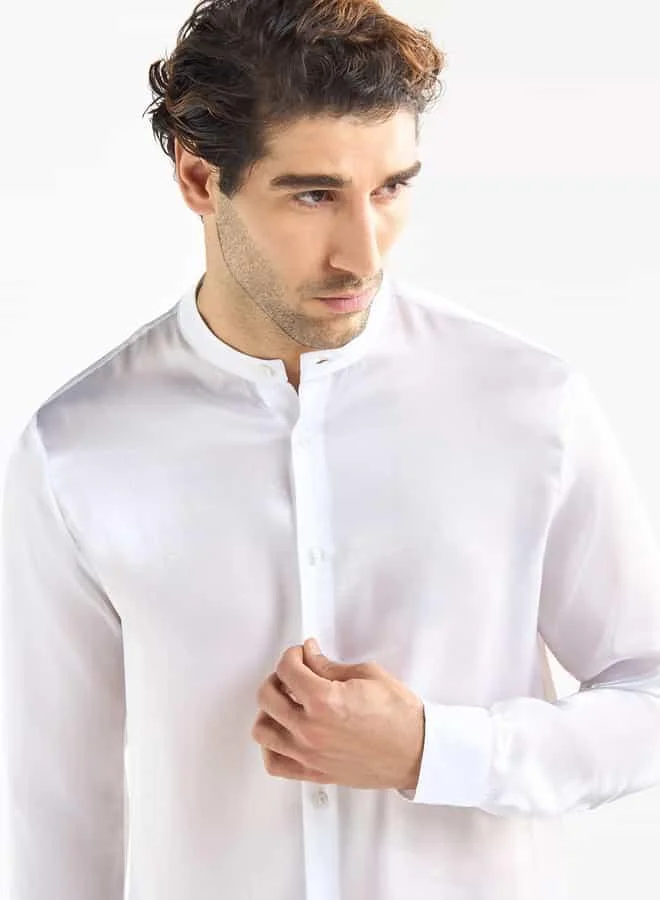 Splash FAV Regular Fit Mandarin Collar Shirt with Long Sleeves