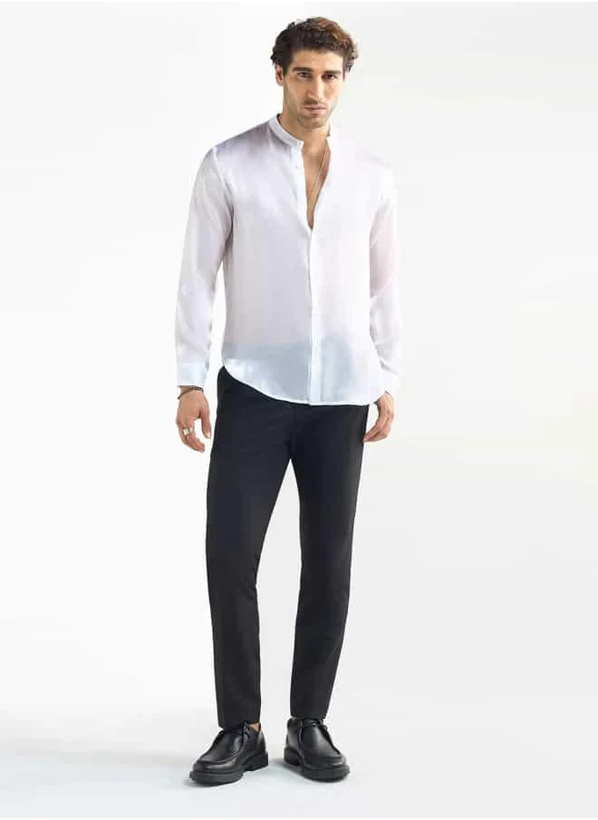 FAV Regular Fit Mandarin Collar Shirt with Long Sleeves