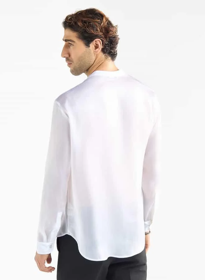 Splash FAV Regular Fit Mandarin Collar Shirt with Long Sleeves