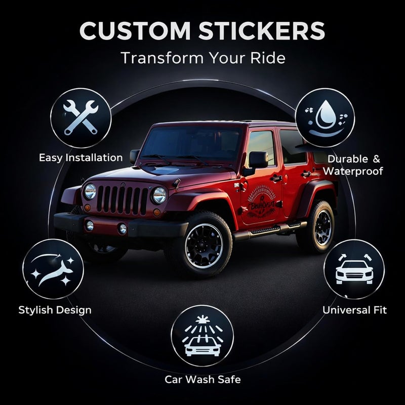 Car Sticker Decal, 50x60cm, Black, Self Adhesive, Durable Fade - Precise Cut, Easy Installation for JK CJ TJ YJ - Image 3