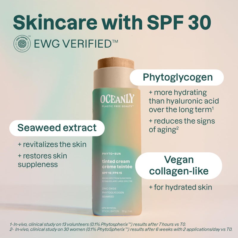 ATTITUDE Oceanly Tinted Face Cream Stick with SPF 30, EWG Verified, Plastic-Free, Broad Spectrum UVA/UVB Protection with Zinc Oxide, Universal Tint, Unscented, 1 Ounce - Image 3