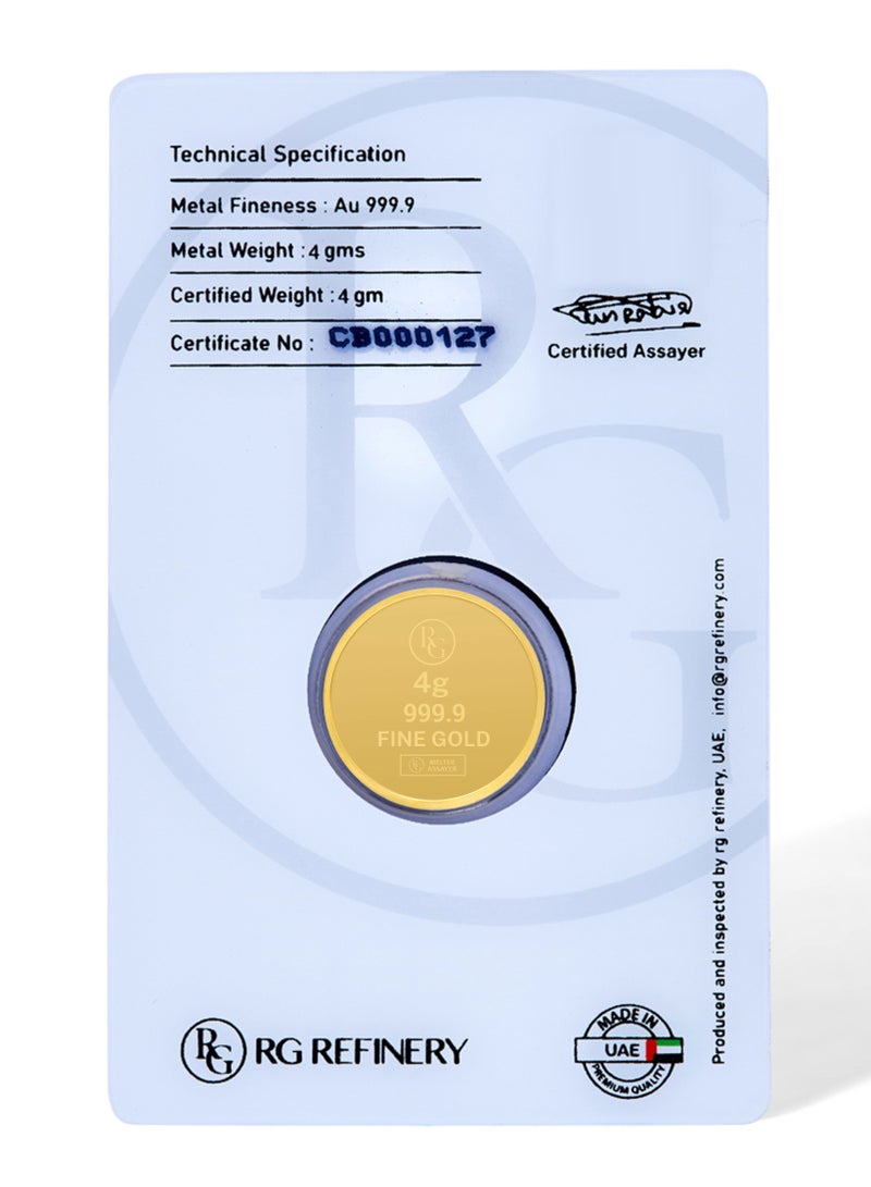 RG REFINERY Rafmoh Bullion 4 Gram 24k Gold Coin with Ganesh Design - 4 Grams Gold Coin 24KT 999.9 Purity - Image 4