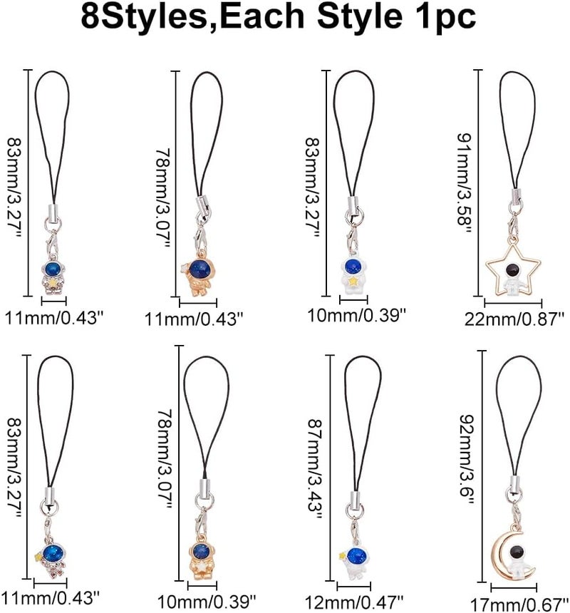 Klarako 8-Style Astronaut Pendant Phone Charms Strap - Cute Star Pattern Keychain for Backpacks, Wallets & More - Image 2