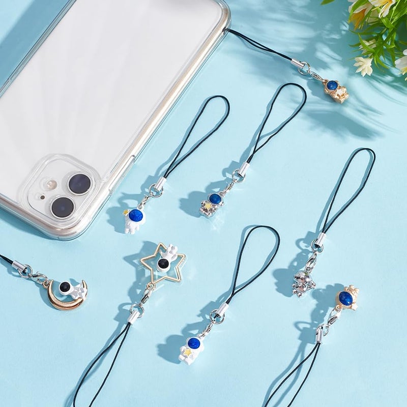 Klarako 8-Style Astronaut Pendant Phone Charms Strap - Cute Star Pattern Keychain for Backpacks, Wallets & More - Image 5