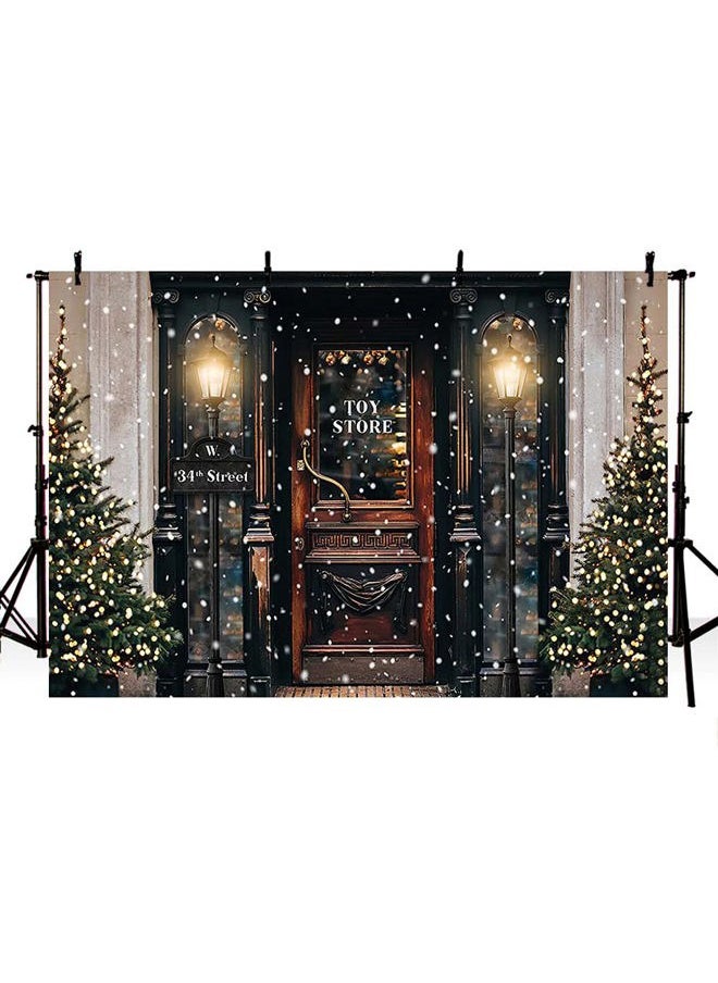 MEHOFOND 7x5ft Retro Christmas Toy Story Street Photography Background Winter Snowflake Xmas Tree Child Portrait Backdrops Vintage Lamp Christmas Holiday Party Photo Banner Props  - Image 1