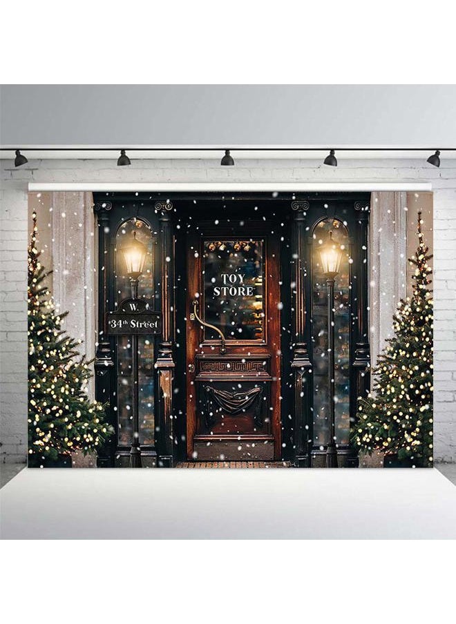 MEHOFOND 7x5ft Retro Christmas Toy Story Street Photography Background Winter Snowflake Xmas Tree Child Portrait Backdrops Vintage Lamp Christmas Holiday Party Photo Banner Props  - Image 2