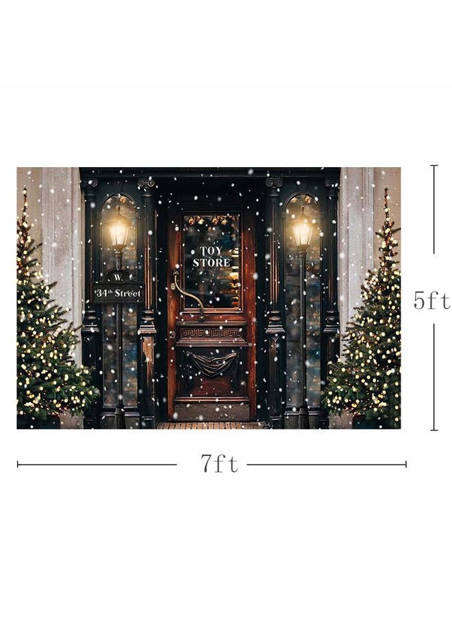 MEHOFOND 7x5ft Retro Christmas Toy Story Street Photography Background Winter Snowflake Xmas Tree Child Portrait Backdrops Vintage Lamp Christmas Holiday Party Photo Banner Props  - Image 3