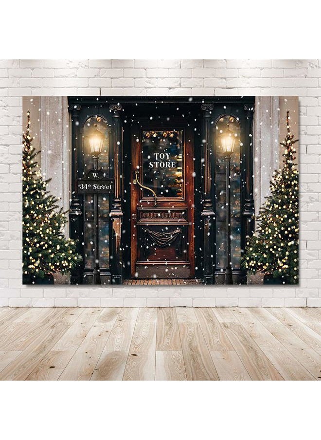 MEHOFOND 7x5ft Retro Christmas Toy Story Street Photography Background Winter Snowflake Xmas Tree Child Portrait Backdrops Vintage Lamp Christmas Holiday Party Photo Banner Props  - Image 5