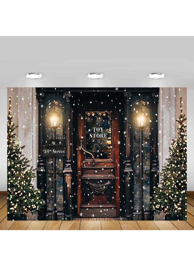 MEHOFOND 7x5ft Retro Christmas Toy Story Street Photography Background Winter Snowflake Xmas Tree Child Portrait Backdrops Vintage Lamp Christmas Holiday Party Photo Banner Props  - Image 4