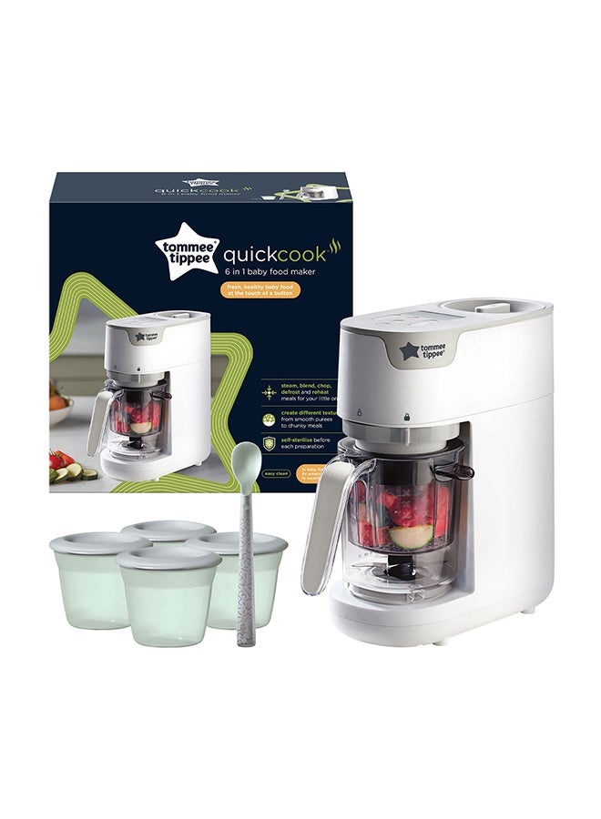 tommee tippee 6 In 1 Quick-Cook Baby Food Maker -White - Image 1