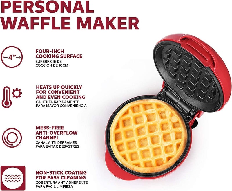 Payoca Mini Waffles Maker Machine For Home, 3 in 1 Electric Waffle Iron with Non-Stick, Dual Side Plate, Pancake Maker - For Individual Belgian Waffles - 4 Inch- 350 Watts (Multi) - Image 5