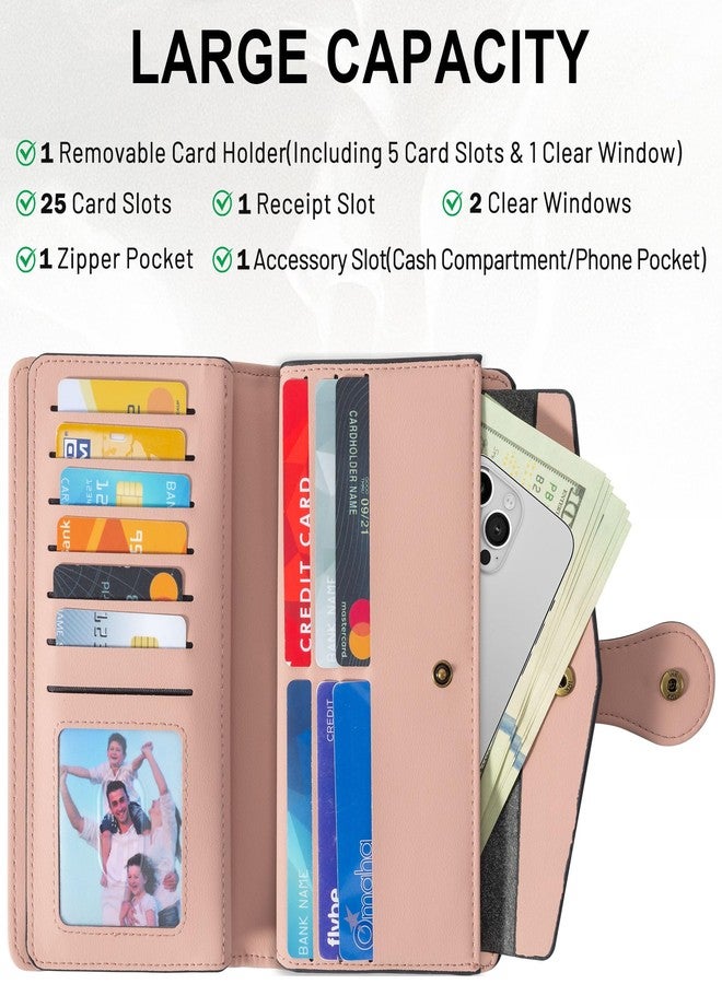 Travelambo Wallets Women RFID Large Capacity Luxury Waxed Leather Clutch Wallet Multi Card Organizer - Image 4