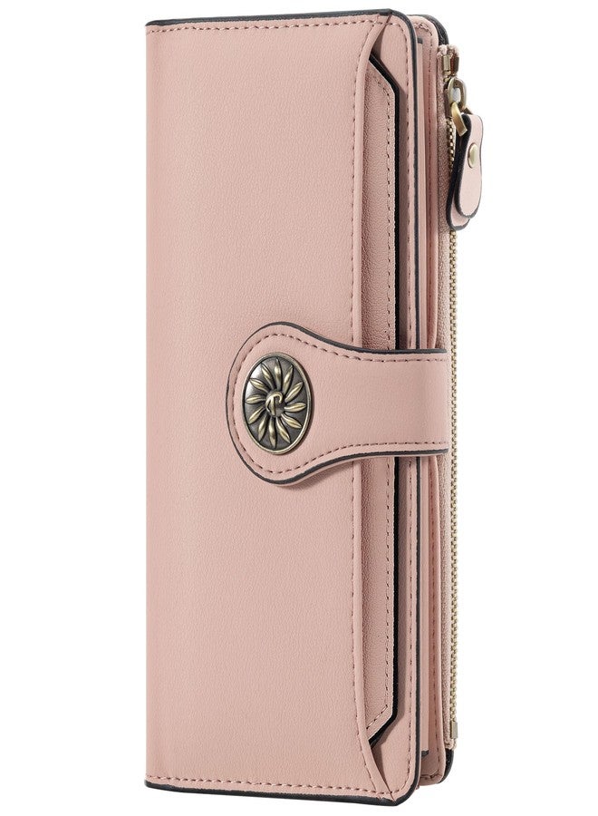 Travelambo Wallets Women RFID Large Capacity Luxury Waxed Leather Clutch Wallet Multi Card Organizer - Image 1