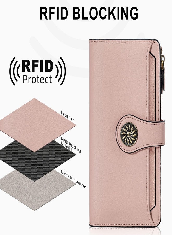 Travelambo Wallets Women RFID Large Capacity Luxury Waxed Leather Clutch Wallet Multi Card Organizer - Image 3