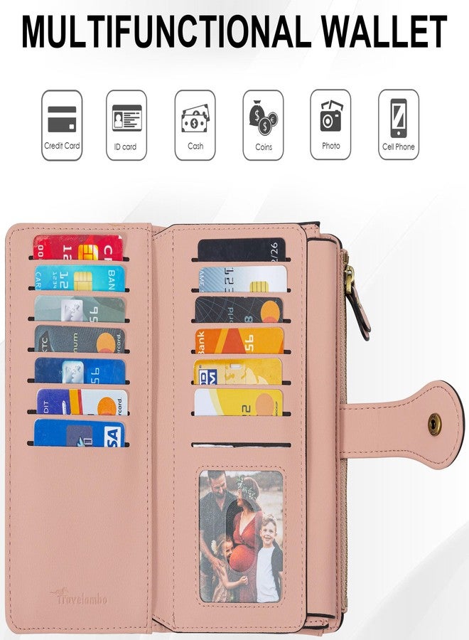 Travelambo Wallets Women RFID Large Capacity Luxury Waxed Leather Clutch Wallet Multi Card Organizer - Image 5