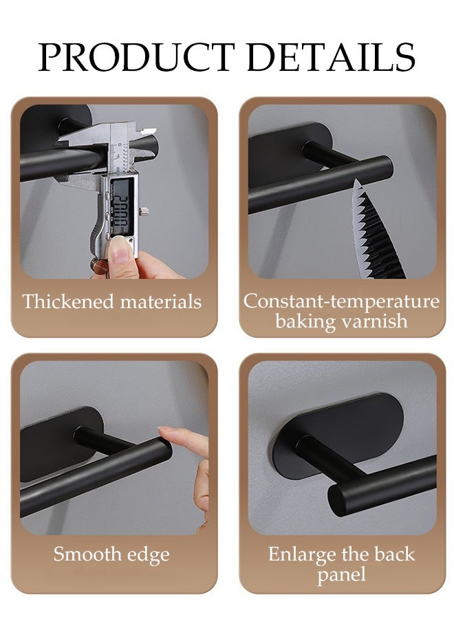 DUNISO 4-Piece Matte Black Bathroom Wall Hook Bath Towel Rod Set, Towel Rod + Toilet Paper Holder + Towel Ring + Single Clothes Hook, Multi-Functional Bathroom Hook Set, Self-Adhesive, Suitable For Hotel Apartment Bathrooms. - Image 3