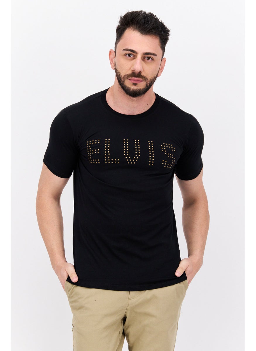 ELVIS Men Crew Neck Short Sleeves Graphic Printed T-Shirt,  Black  - Image 1