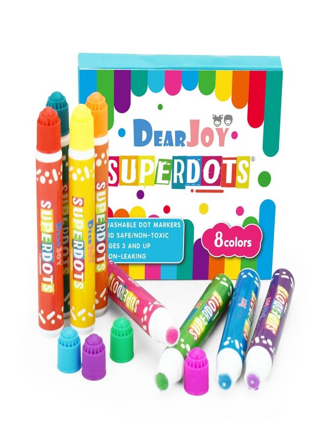 DearJoy Super Dot Markers Toddlers Kids 8 Colors Jumbo 20ml Water Based Non Toxic Fun Preschool Crafts Art Supplies Washable (Multicolor) - Image 1