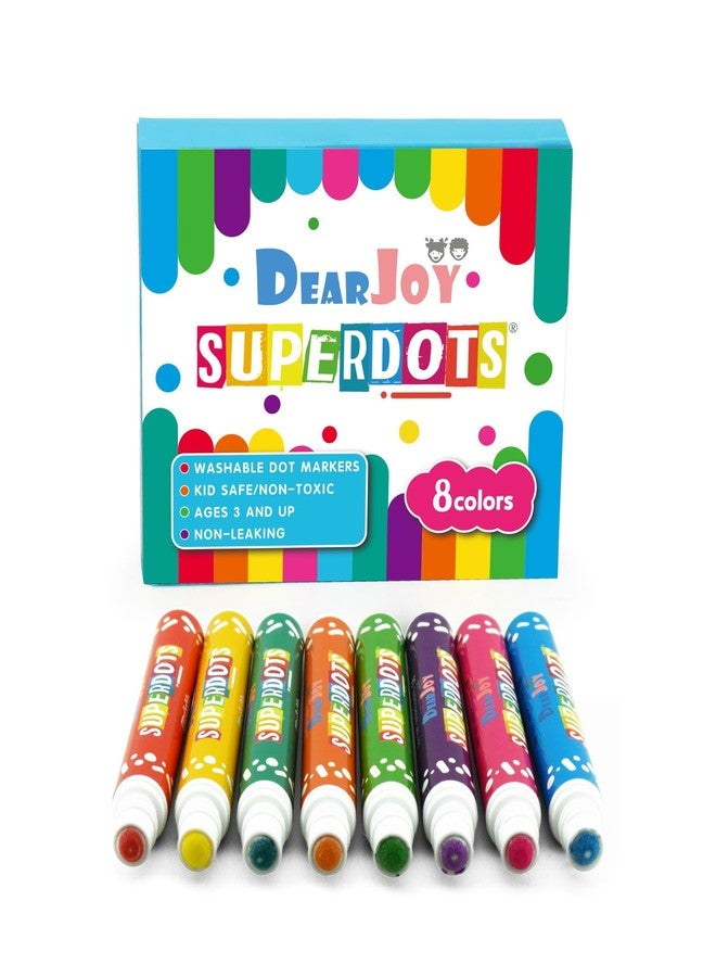 DearJoy Super Dot Markers Toddlers Kids 8 Colors Jumbo 20ml Water Based Non Toxic Fun Preschool Crafts Art Supplies Washable (Multicolor) - Image 2