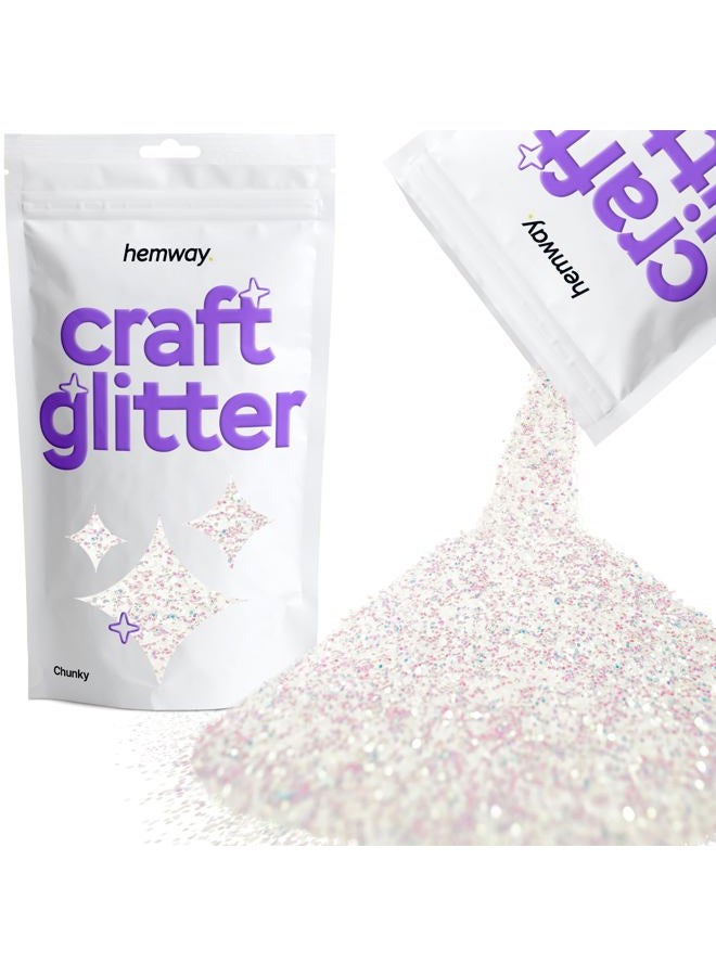 Hemway Craft Glitter Multi Purpose Flakes for Arts Crafts Tumblers Resin Epoxy Nails Wax Scrapbook Glass Schools Decorations - Mother of Pearl Iridescent - Chunky (1/40" 0.025" 0.6mm) 100g / 3.5oz - Image 1