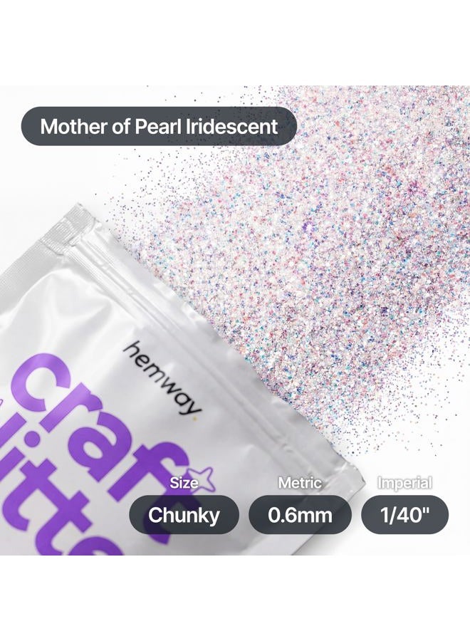 Hemway Craft Glitter Multi Purpose Flakes for Arts Crafts Tumblers Resin Epoxy Nails Wax Scrapbook Glass Schools Decorations - Mother of Pearl Iridescent - Chunky (1/40" 0.025" 0.6mm) 100g / 3.5oz - Image 4