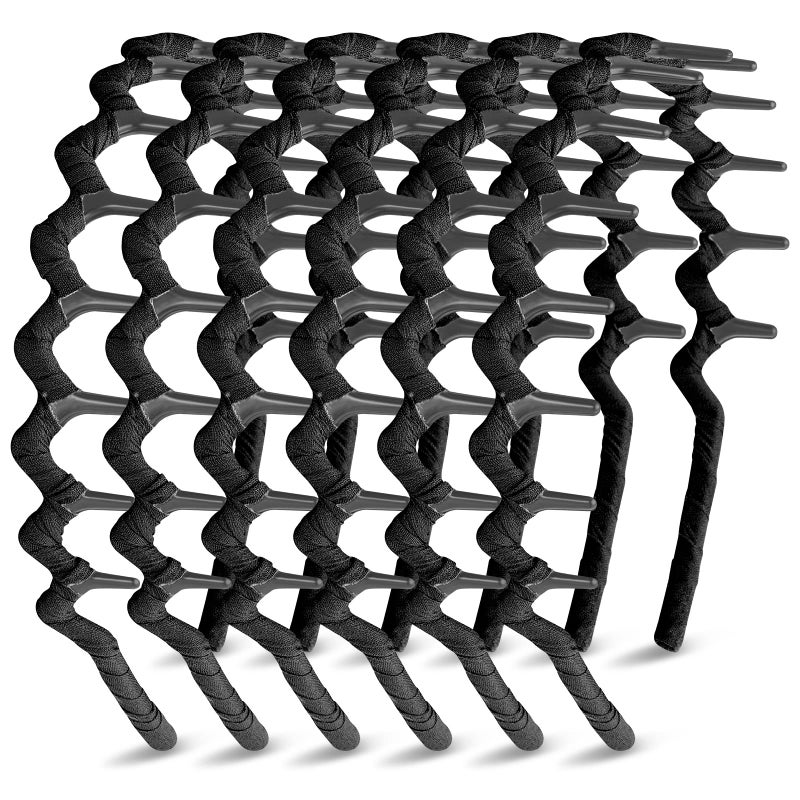 Syhood 6 Pieces Zigzag Headbands for Women Shark Tooth Comb Hairbands Wrapped Cloth Hairbands Wave Shape Plastic Hair Band Hair AccessoryEyecatching Pattern - Image 3