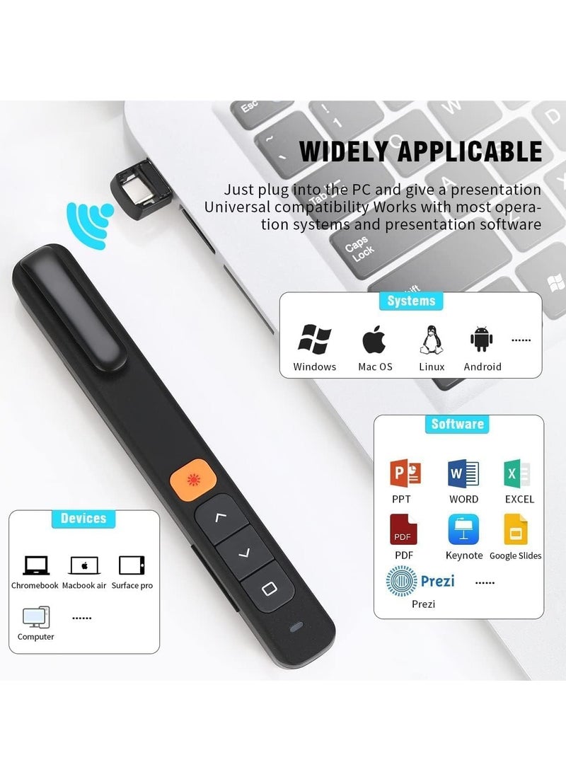 Generic Wireless Presenter Remote Wireless Presentation Clicker Type C & USB A 2 in 1 Laser Pointer Volume Control PowerPoint Presentations For Cats Mac Office Computer PPT  - Image 3