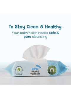 Mother Sparsh Plant Based Fabric Blue Baby Water Based Wipes (Pack Of 4, 80 Pieces)  - Image 2