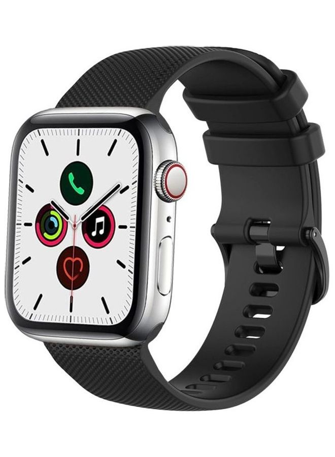HuHa Replacement Strap Watchband For Apple Watch Series 7 45mm / 6 / SE / 5 / 4 44mm / 3 / 2 / 1 42mm Black - Image 1