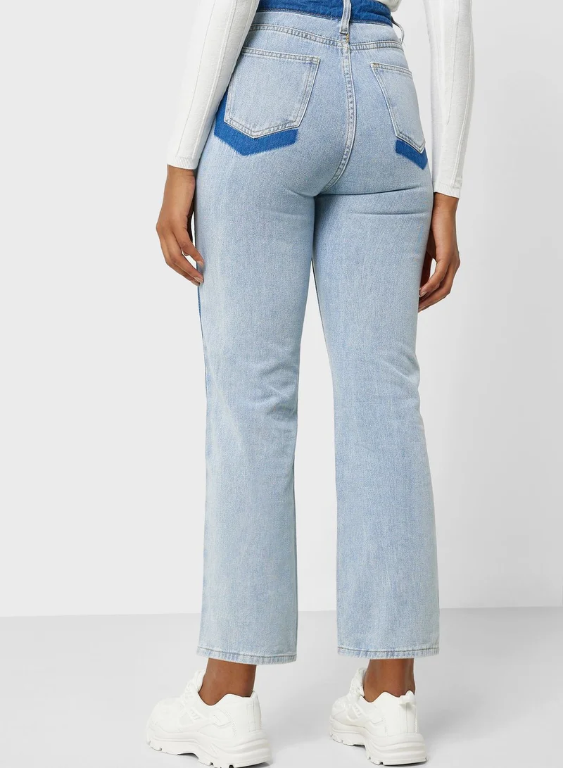 Ginger Straight Fit Cropped Jeans with Contrast Side Panel