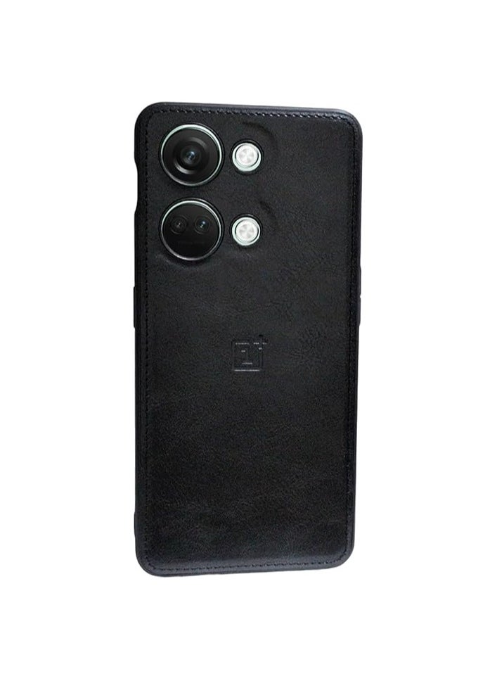 Generic - Case Compatible with Oneplus Nord 3 Case, Plain Leather Soft TPU Silicone Bumper Anti-Fingerprint Shockproof Protective Cover for Oneplus Nord 3 (Black) - Image 1