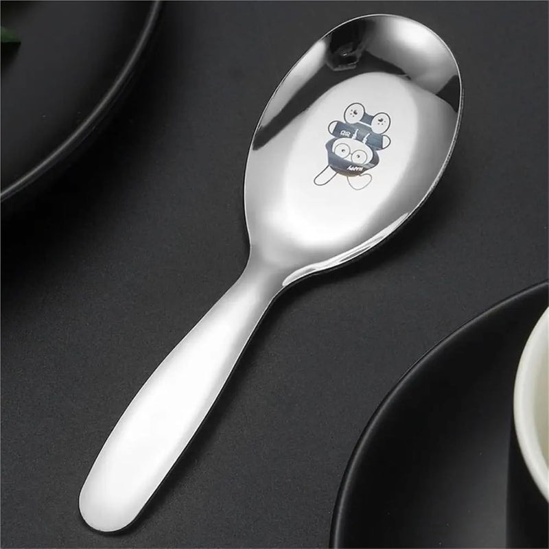 410 Stainless Steel Spoon Fork Set Silver Rabbit Cutlery Storage Case Short Handle Kids Tableware - Image 3