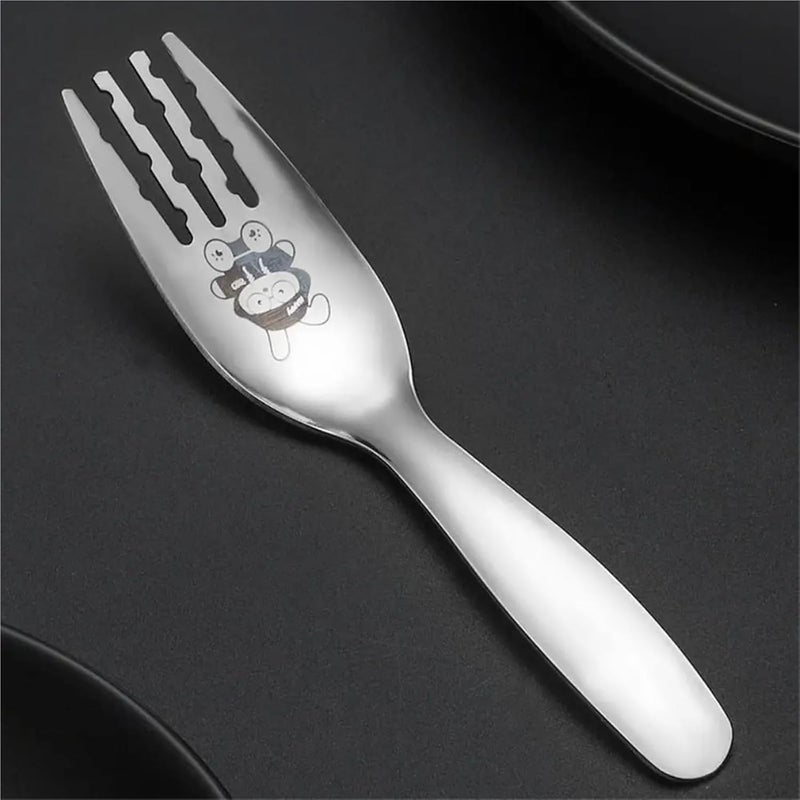 410 Stainless Steel Spoon Fork Set Silver Rabbit Cutlery Storage Case Short Handle Kids Tableware - Image 2