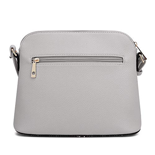 SG SUGU Lunar Lightweight Medium Dome Crossbody Bag Shoulder Bag with Double Tassels | Zipper Pocket | Adjustable Strap|Gray/Dark Gray - Image 2