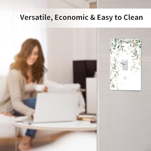 Giinly Green Leaves Watercolor Light Switch Cover Plates Decorative Single Toggle Wall Plate, 1 Gang Lightswitch Cover - Image 5