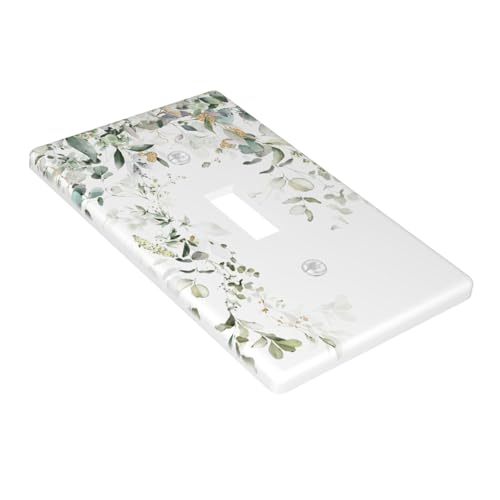 Giinly Green Leaves Watercolor Light Switch Cover Plates Decorative Single Toggle Wall Plate, 1 Gang Lightswitch Cover - Image 2