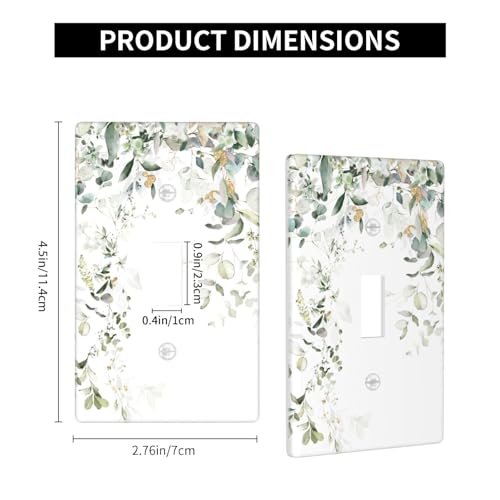 Giinly Green Leaves Watercolor Light Switch Cover Plates Decorative Single Toggle Wall Plate, 1 Gang Lightswitch Cover - Image 3