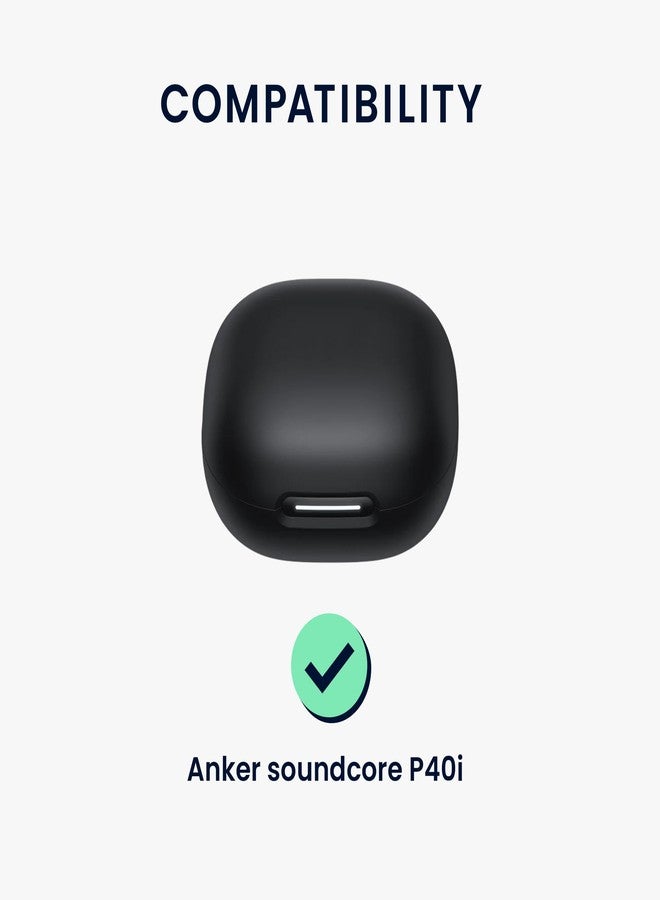 kwmobile Silicone Cover Compatible with Anker soundcore P40i - Case Cover Stick-On Skin with Clip - Dark Blue - Image 2
