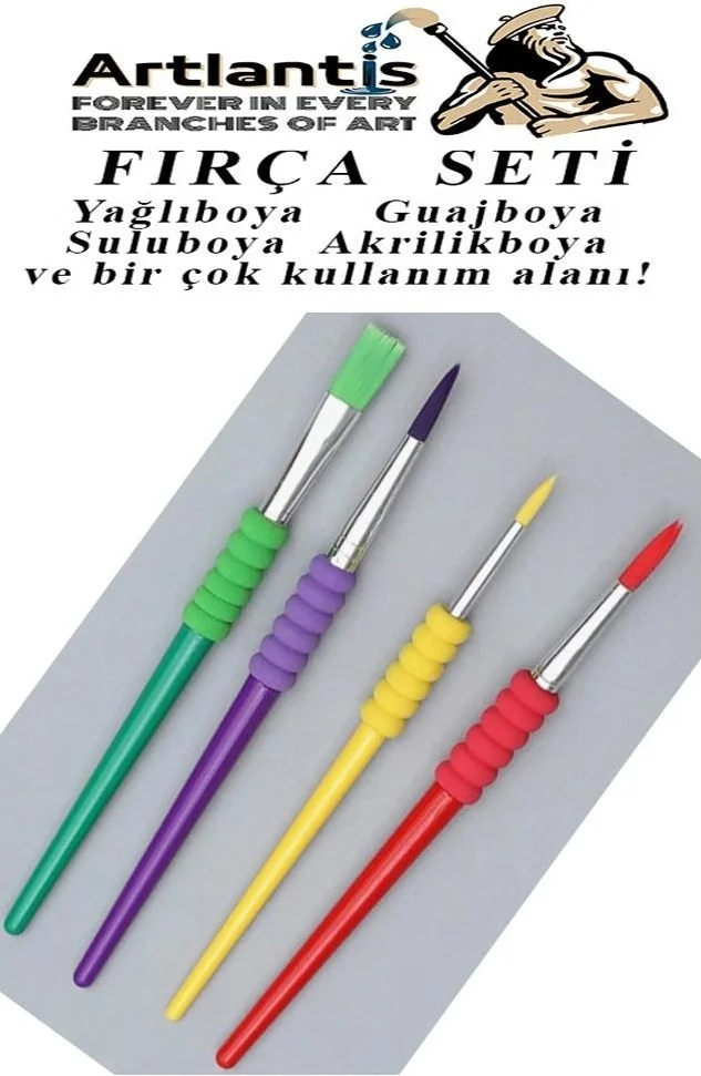 Artlantis Brush Set 4 Pieces Painting Brush with Plastic Handle 1 Pack Watercolor Acrylic Paint Gouache Oil Paint Brush Set