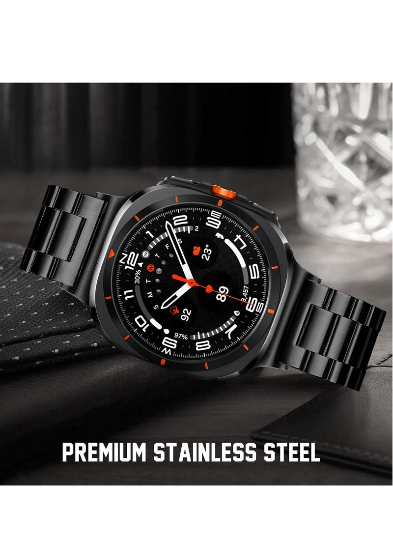 ELTRAZONE Stainless Steel Band Compatible with Samsung Galaxy Watch Ultra 47mm (2024), Men Women No Gap Metal Business Classy Dressy Replacement Strap for Galaxy Watch 7 Ultra Bands-Black  - Image 4