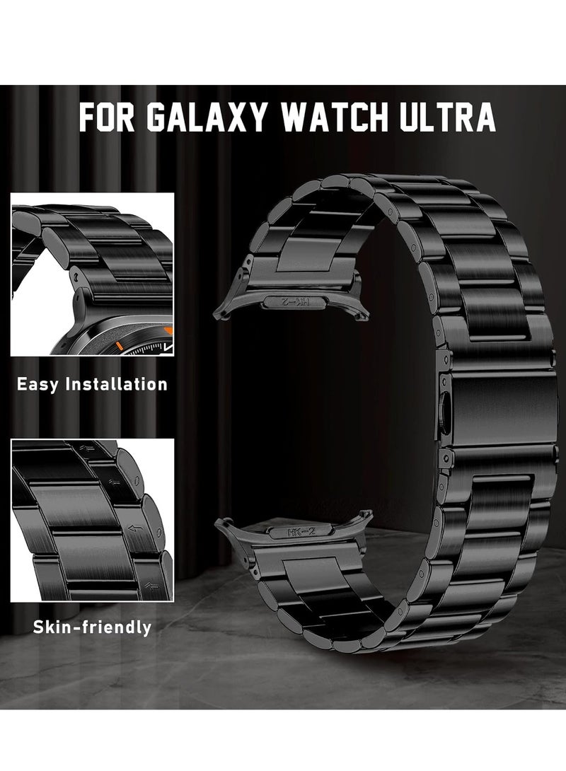 ELTRAZONE Stainless Steel Band Compatible with Samsung Galaxy Watch Ultra 47mm (2024), Men Women No Gap Metal Business Classy Dressy Replacement Strap for Galaxy Watch 7 Ultra Bands-Black  - Image 3