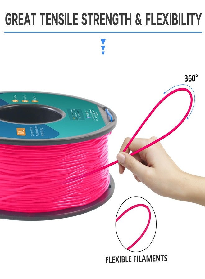 GIANTARM TPU Filament 1.75mm 1Kg(2.2lbs), Pink Filament TPU, 95A Flexible 3D Printer Filament with High Elasticity, ±0.03mm Accuracy, Neatly Wound & Moistureproof, Non-Clogging,TPU Pink - Image 4