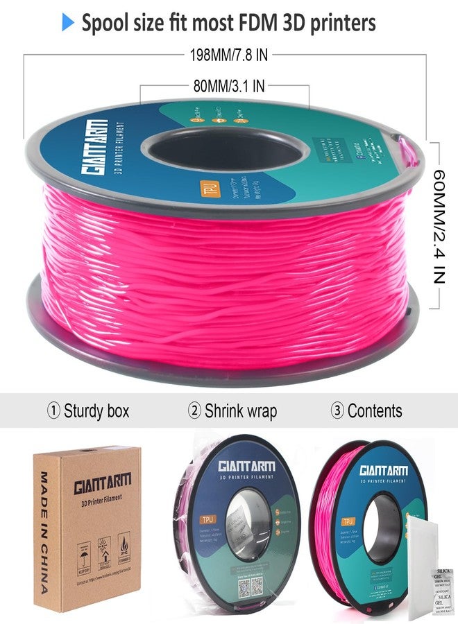 GIANTARM TPU Filament 1.75mm 1Kg(2.2lbs), Pink Filament TPU, 95A Flexible 3D Printer Filament with High Elasticity, ±0.03mm Accuracy, Neatly Wound & Moistureproof, Non-Clogging,TPU Pink - Image 5