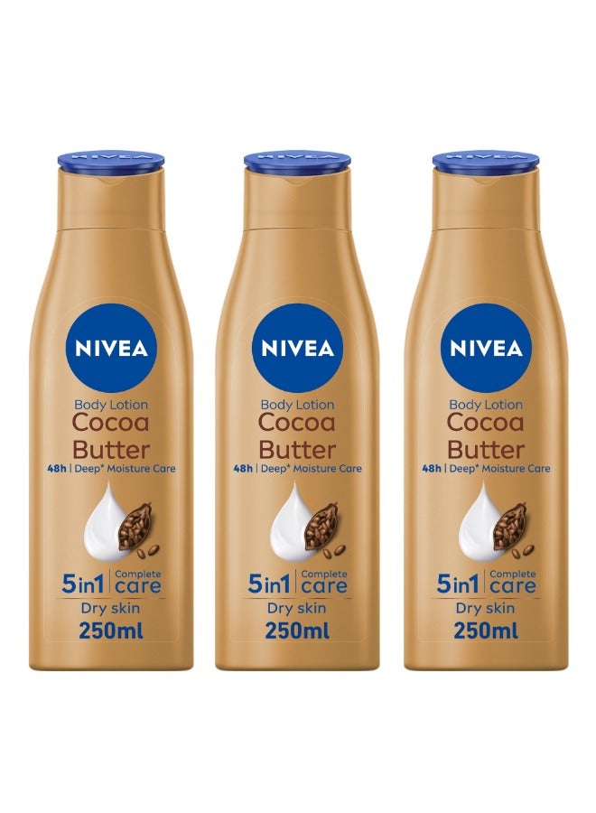 Nivea Body Lotion Moisturizer Cocoa Butter Vitamin E Pack of 3 - Image 1