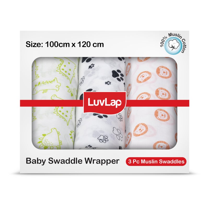 Luv Lap LuvLap 100% Cotton Muslin Baby Swaddles - Animals Print 0+ Month - Image 1