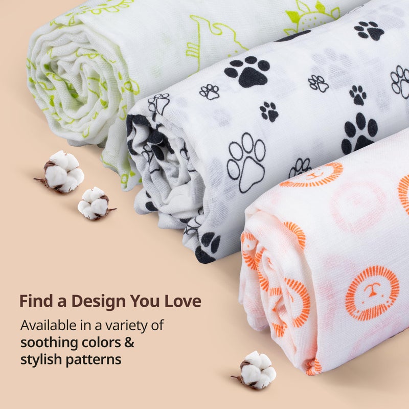 Luv Lap LuvLap 100% Cotton Muslin Baby Swaddles - Animals Print 0+ Month - Image 4