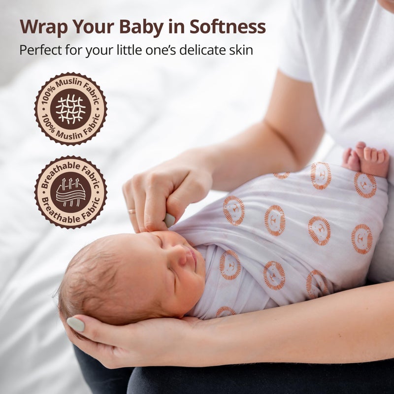 Luv Lap LuvLap 100% Cotton Muslin Baby Swaddles - Animals Print 0+ Month - Image 2